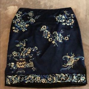 Ralph Lauren Black Label Silk Embroidered Skirt